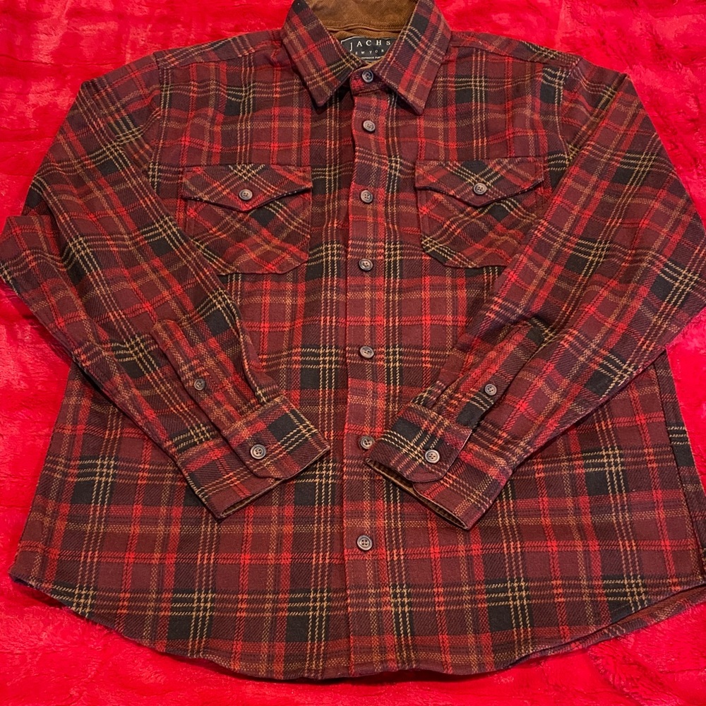 Jachs Men's Red and Black Checkered Shirt NWOT
